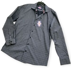 NEW Soul Of London Men's Black Leaf Prunt Button Down Shirt Size 16.5 L